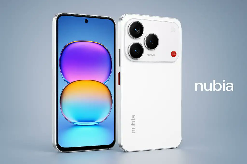 TechFuture_pl's tweet card. Nubia V80 Pro to budżetowy smartfon z aparatem 108 MP i ekranem 120 Hz. Sprawdź specyfikację, cenę i datę premiery nowego modelu chińskiego producenta.