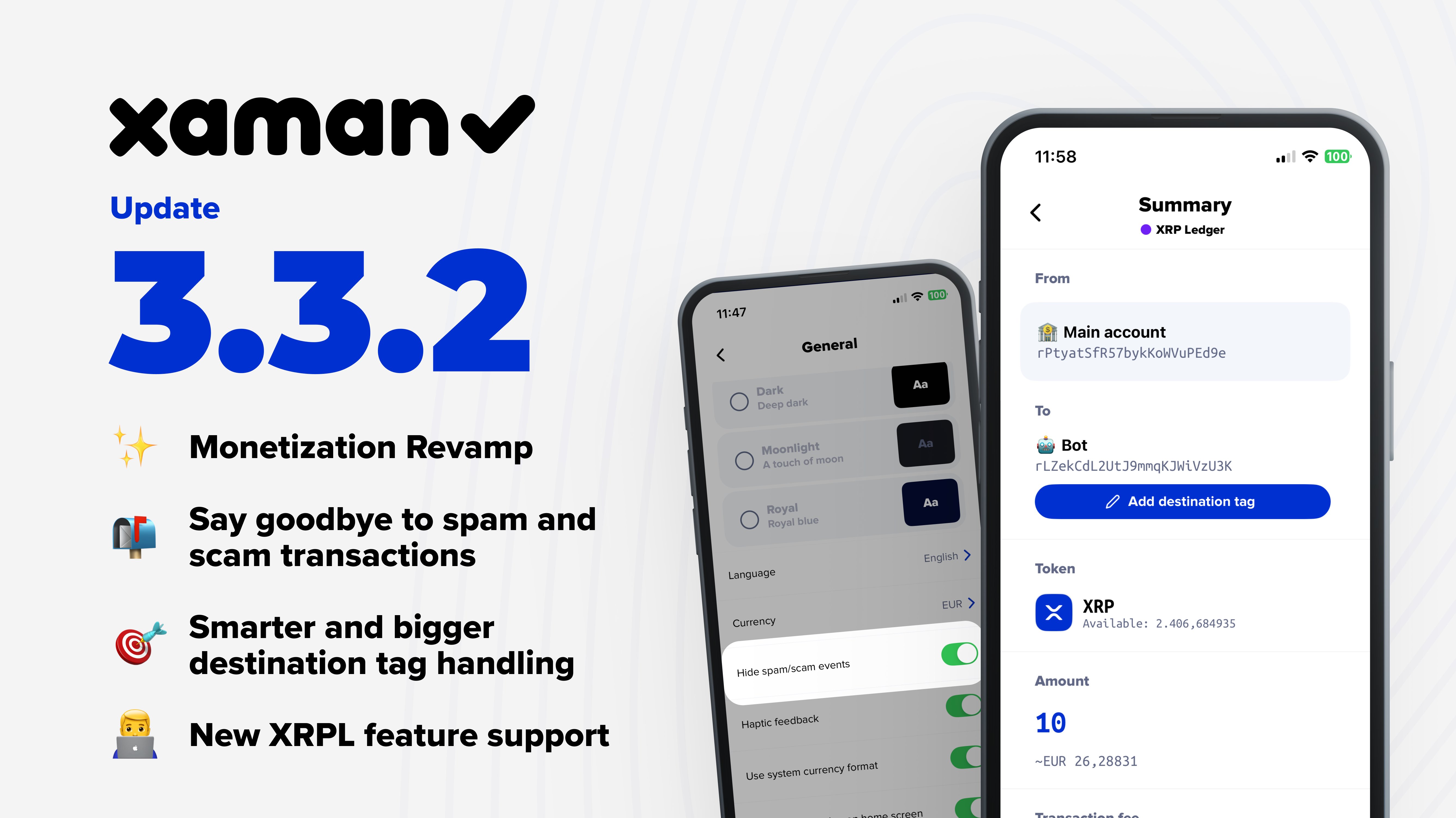 XamanWallet's tweet card. We're excited to announce Xaman 3.3.2, our latest update designed to elevate your experience while staying ahead of the curve in the XRPL and Xahau ecosystems. Packed with user-requested features,...