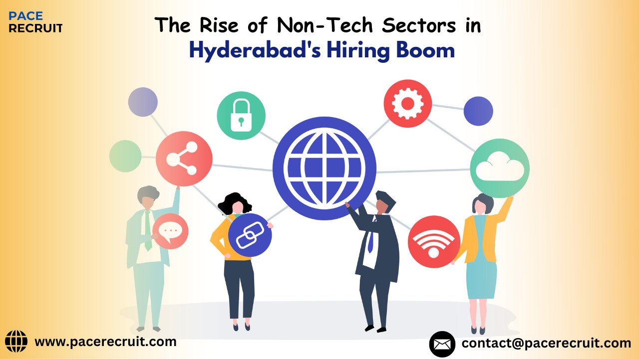 PACE_Recruit's tweet card. Find out how Hyderabad's non-tech industries are fueling tremendous hiring growth, transforming the city's employent landscape beyond the conventional IT streams.