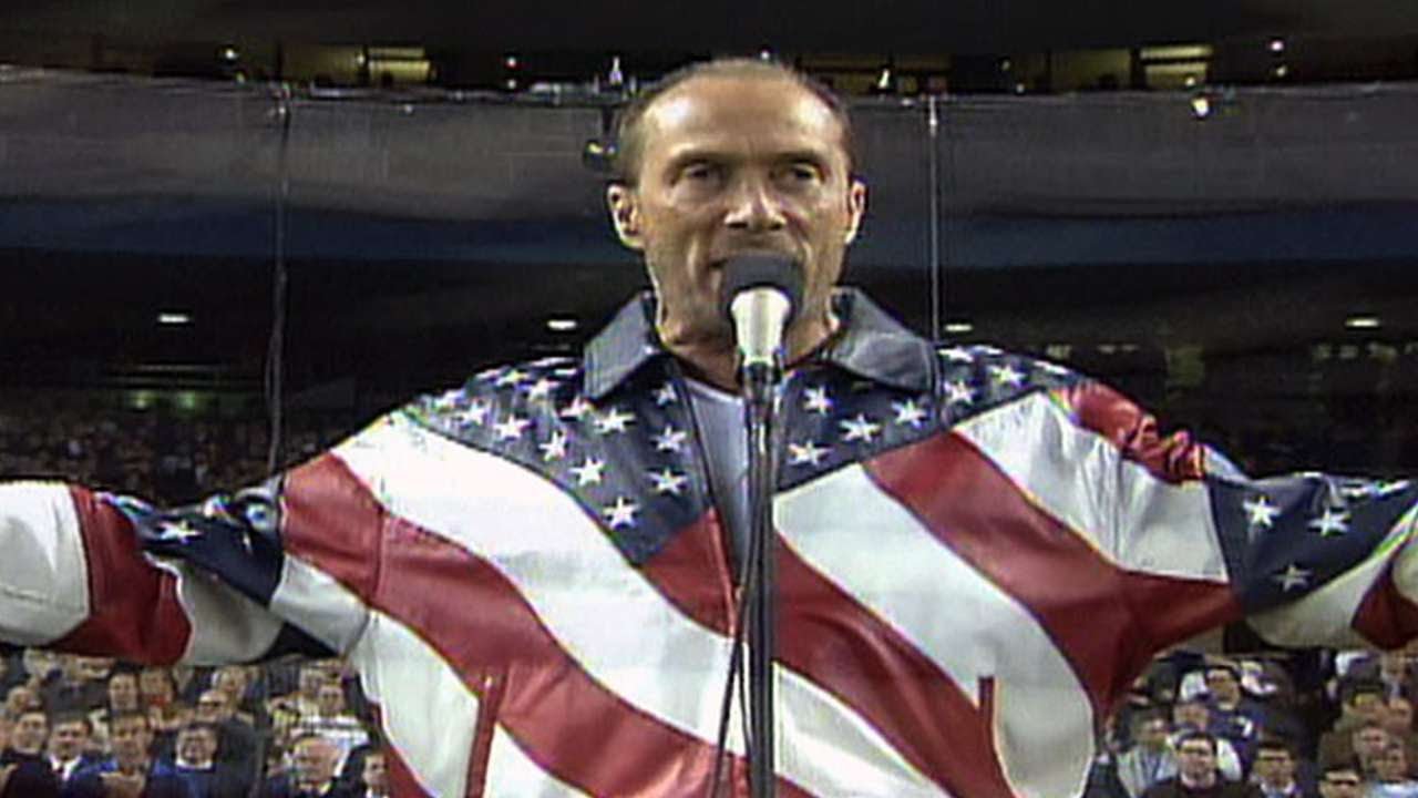 TheRealJeffRuby's tweet card. 2001 WS Gm4: Lee Greenwood sings "God Bless the USA"