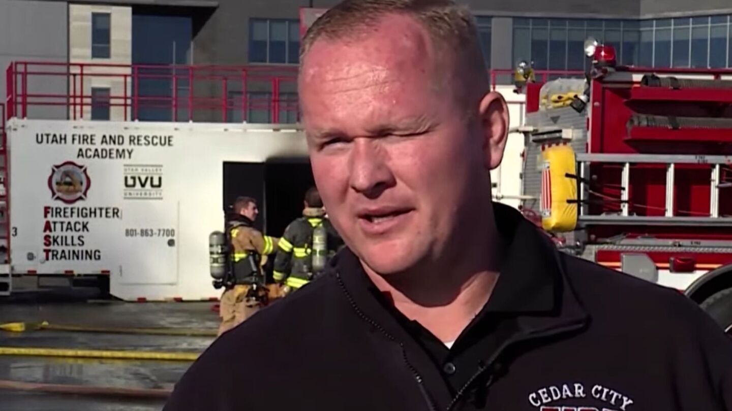 FFBehavior's tweet card. Cedar City's mayor said Fire Chief Mike Phillips was burned when a spark fell into jet fuel