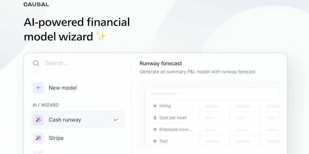 CausalHQ's tweet card. Causal lets you build financial models effortlessly, connect them directly to your data, and share them with interactive dashboards and beautiful visuals. Run scenarios, compare versions, manage cash...