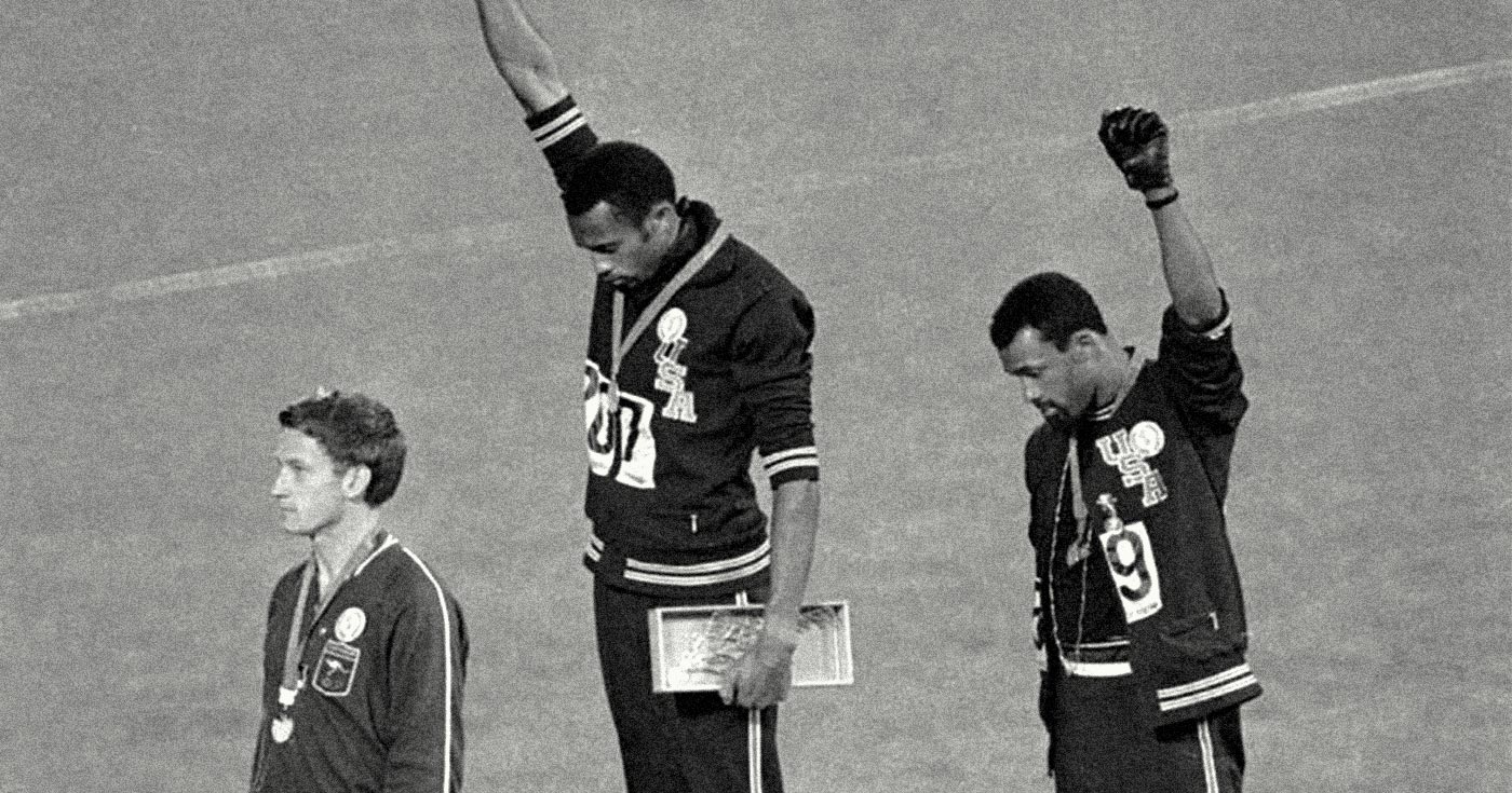 eji_org's tweet card. On this day, Black Olympic medalists faced death threats and expulsion for protesting racial inequality.