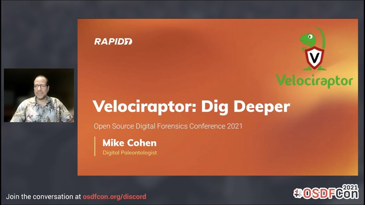 velocidex's tweet card. Velociraptor: Dig Deeper with Mike Cohen [OSDFCon 2021]