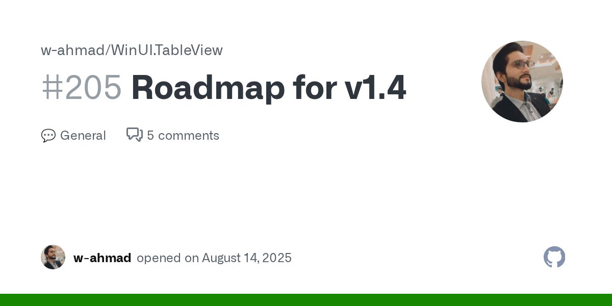 _waheedahmad's tweet card. Here's a sneak peek at the upcoming changes, features, and improvements in WinUI.TableView v1.4: New Features Find and replace text in all cells Paste on TableView ability Row detail template →...