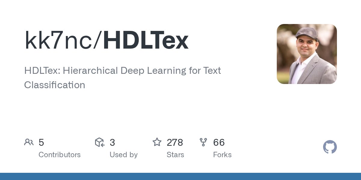 AzarSanam's tweet card. HDLTex: Hierarchical Deep Learning for Text Classification - kk7nc/HDLTex