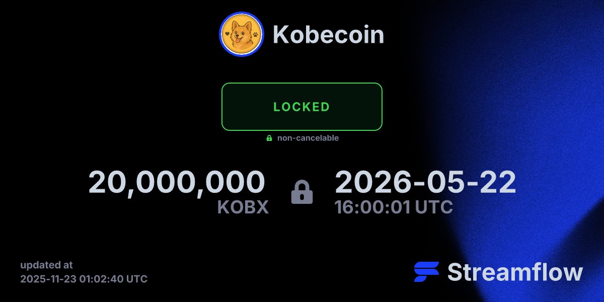 Kobecoin_X0214's tweet card. Streamflow is the leading multi-chain asset streaming protocol specializing in token vesting and treasury management solutions.
