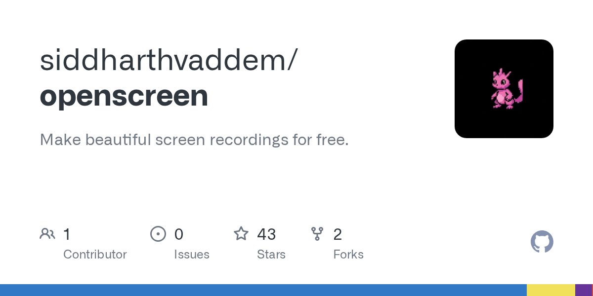 jaywcjlove's tweet card. Make beautiful screen recordings for free. . Contribute to siddharthvaddem/openscreen development by creating an account on GitHub.
