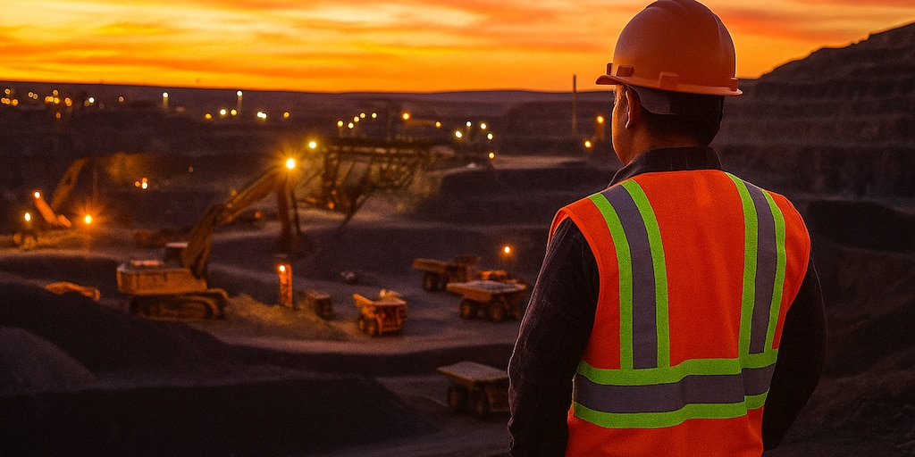 learnhackai's tweet card. La inteligencia artificial no solo mejora la eficiencia: transforma la gestión, la automatización y la sostenibilidad de la minería en la región