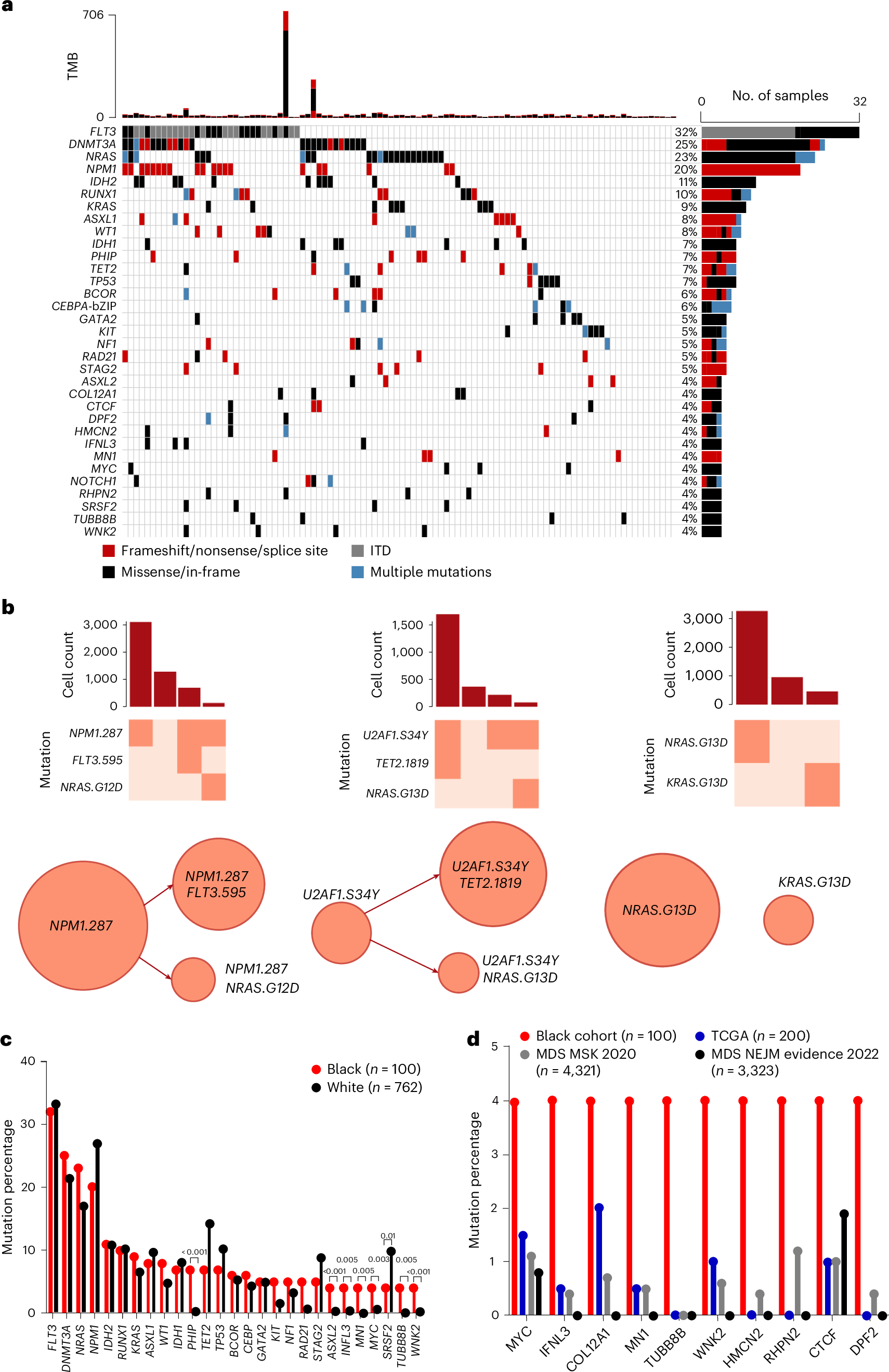 LeeGrimesLab's tweet card. Nature Genetics - Analysis of exomes and transcriptomes from 100 African American patients with acute myeloid leukemia identifies ancestry-related variation in mutation profiles and survival....