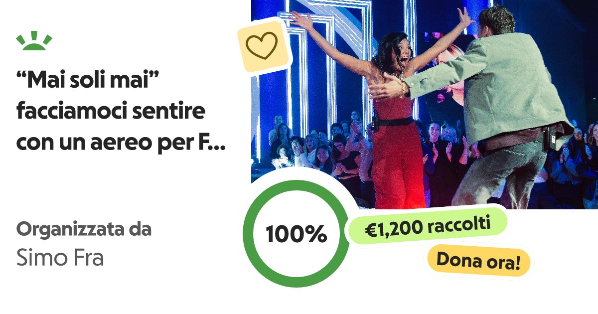 davixmulti's tweet card. Ciao a tutti! Siamo il fan-club di Simone De Bianchi e Franc… Simo Fra ha bisogno del tuo sostegno per “Mai soli mai” facciamoci sentire con un aereo per Fra&Simo