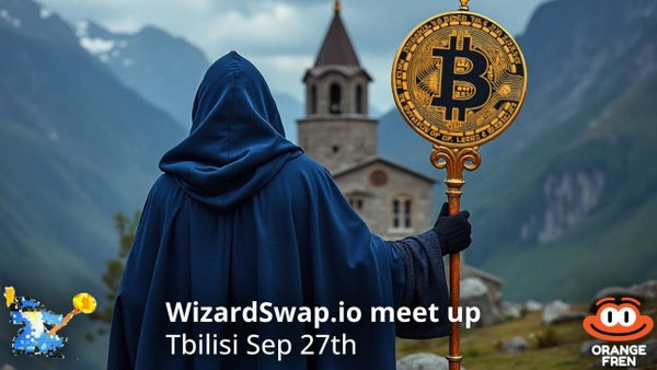 OrangeFren's tweet card. გამარჯობა! 🇬🇪 Thanks to WizardSwap.io OrangeFren.com is organizing a meet-up in Tbilisi 🇬🇪 on the 27th of September 2024 The event starts at 18:00 and lasts 3 hours t