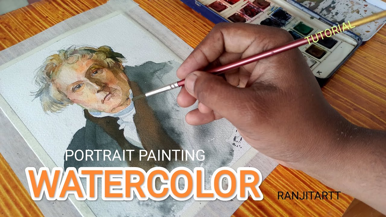 ranjitthorat07's tweet card. SIMPLE WATERCOLOR PORTRAIT DRAWING:| Step -49 | ARTIST RANJIT THORAT