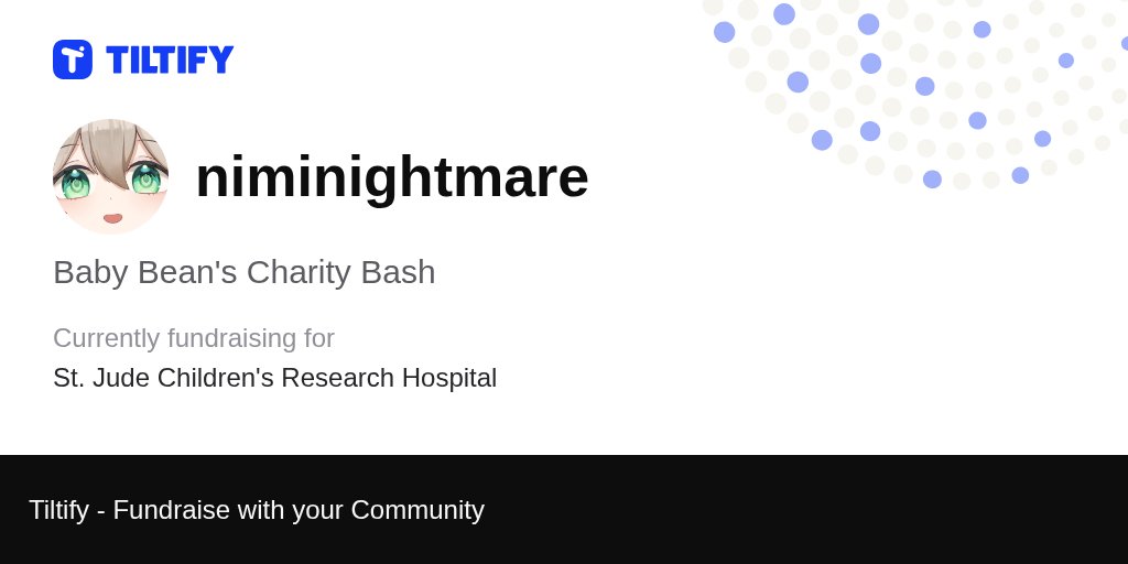 niminightmare's tweet card. niminightmare is fundraising for St. Jude Children's Research Hospital on Tiltify