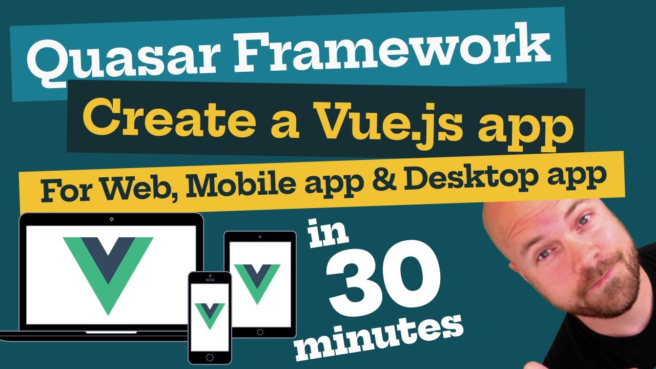 vuejsArabic's tweet card. Quasar Framework: Create a Vue js app & deploy to web, mobile app &...