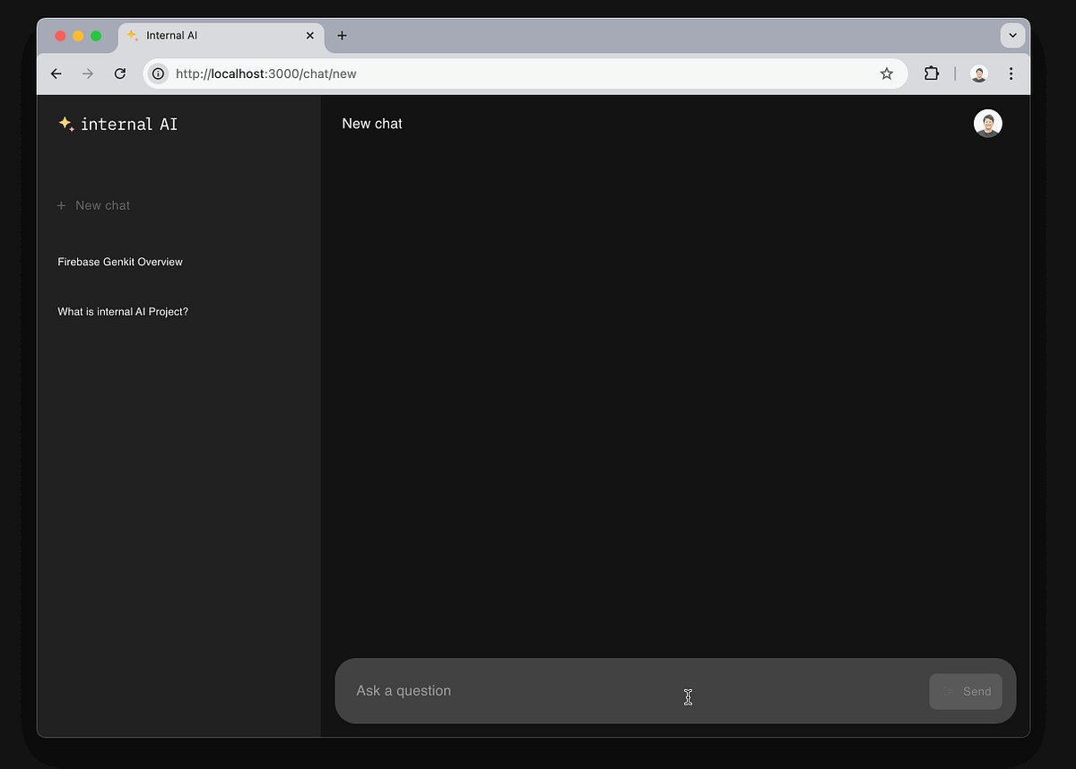 tanabee_en's tweet card. internal AI is an open-source AI chat based on Genkit. It offers a pay-as-you-go model, Firebase integration, and customizable AI…