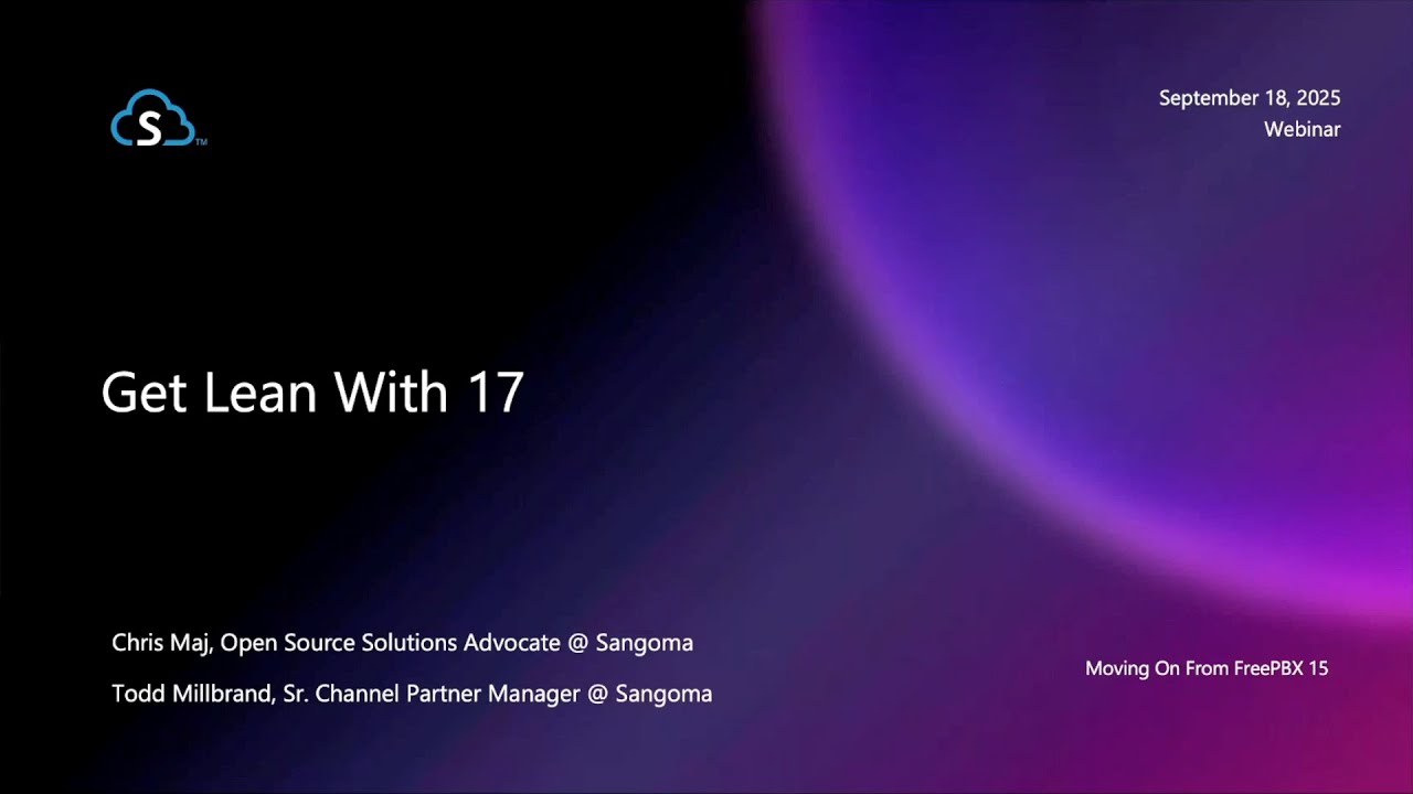 FreePBX's tweet card. Get Lean With 17: Moving on From FreePBX 15