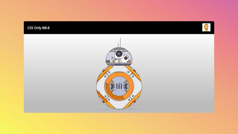 frontendzzzguy's tweet card. What started out as an animation experiment turned into a CSS and HTML reimagining of BB-8. The keen eyed amongst you will notice there is no animation...