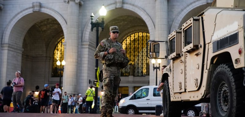 realTuckFrumper's tweet card. President Donald Trump's declaration of a crime emergency in Washington, D.C., has again placed military soldiers on the streets of an American city.