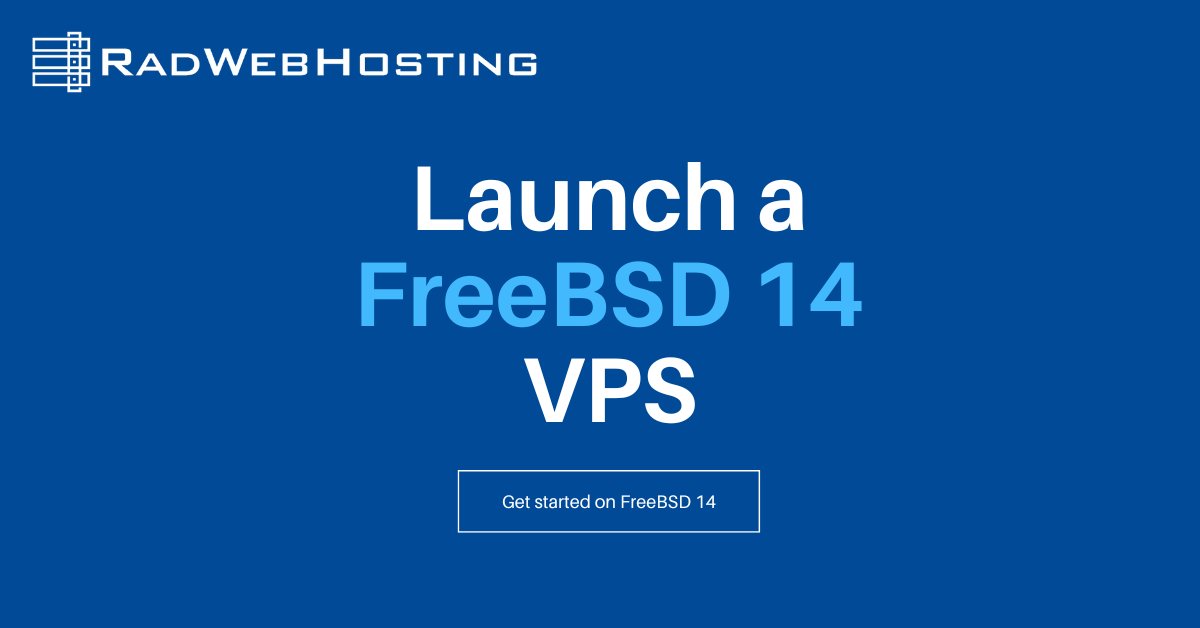 RadWebHosting's tweet card. This post provides a guide for how to launch a FreeBSD 14 VPS server from Rad Web Hosting.