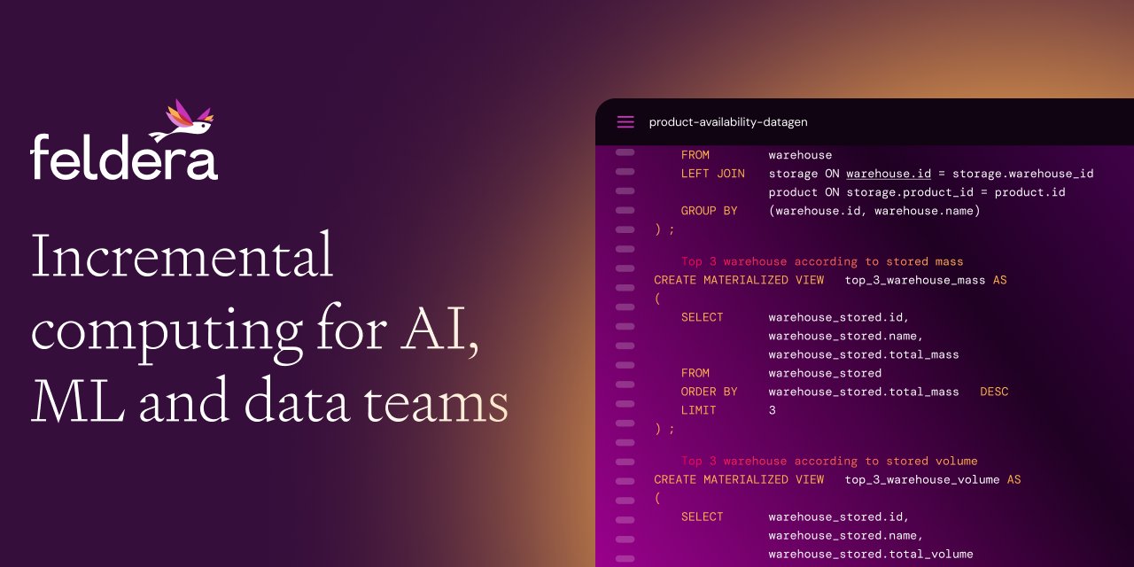 technstuffHQ's tweet card. The Feldera Incremental Computation Engine. Contribute to feldera/feldera development by creating an account on GitHub.