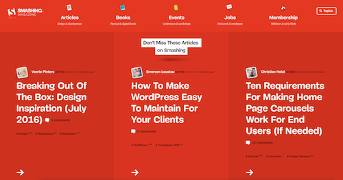 webdesigncstx's tweet card. Smashing Magazine is changing: a new design, a new layout, a new technical stack, a new printed magazine, a new Smashing Membership, and the same good ol’ obsession with quality content. Today, we...