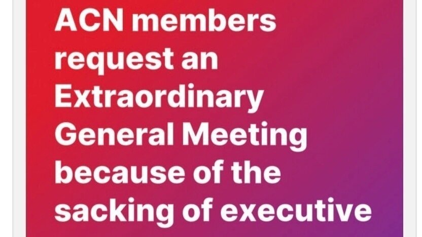 carol_reid2's tweet card. ACN members request an Extraordinary General Meeting because of the sacking of executive