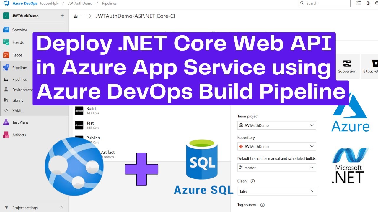 touseefkhan12's tweet card. Deploying .NET Web API to Azure App Service with Azure DevOps CI/CD...