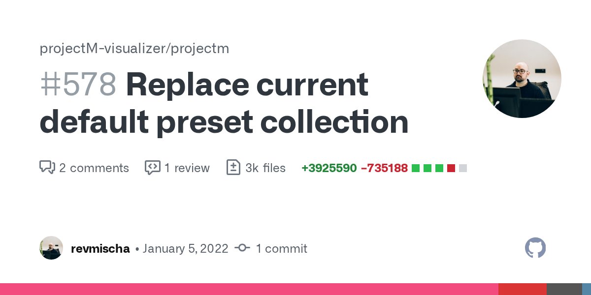 projectMViz's tweet card. With the cream of the crop and En D's presets he shared on Discord. Happy to include any other presets people want to contribute! Just open a PR and add them!