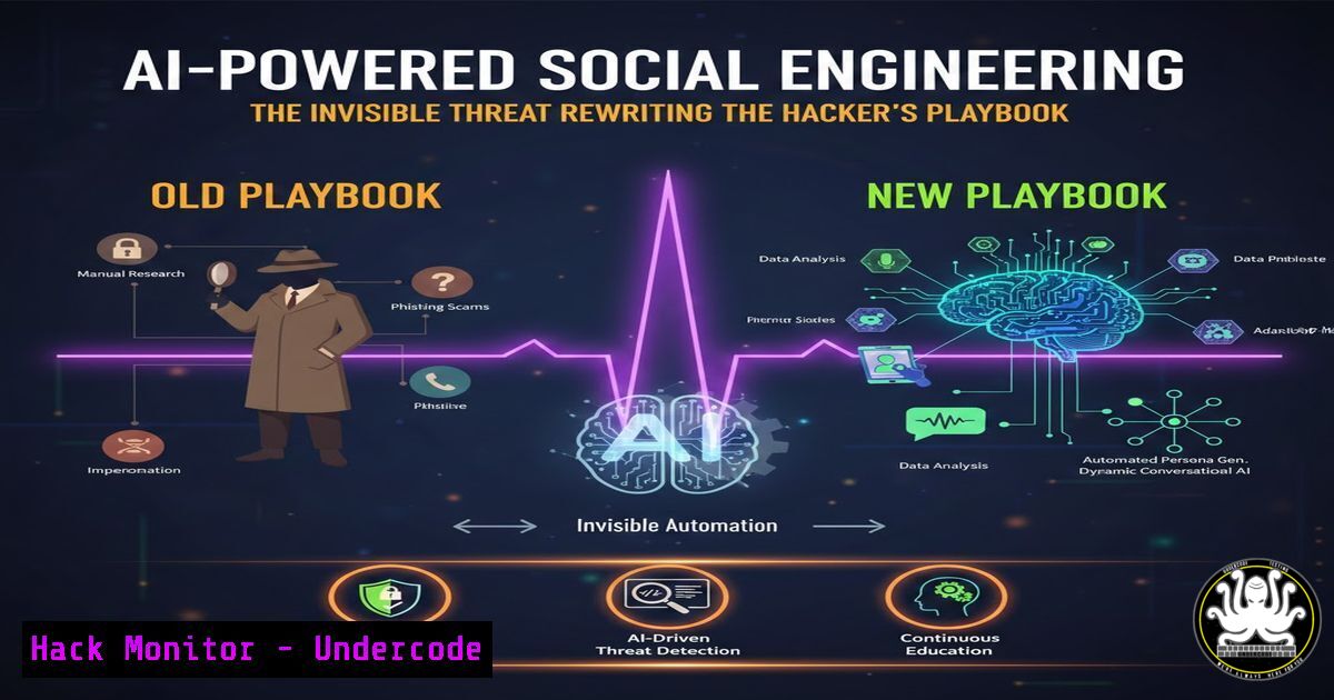 UndercodeUpdate's tweet card. AI-Powered Social Engineering: The Invisible Threat Rewriting the Hacker's Playbook - "Undercode Testing": Monitor hackers like a pro. Get real-time updates,