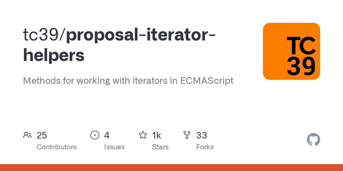 deno_land's tweet card. Methods for working with iterators in ECMAScript. Contribute to tc39/proposal-iterator-helpers development by creating an account on GitHub.