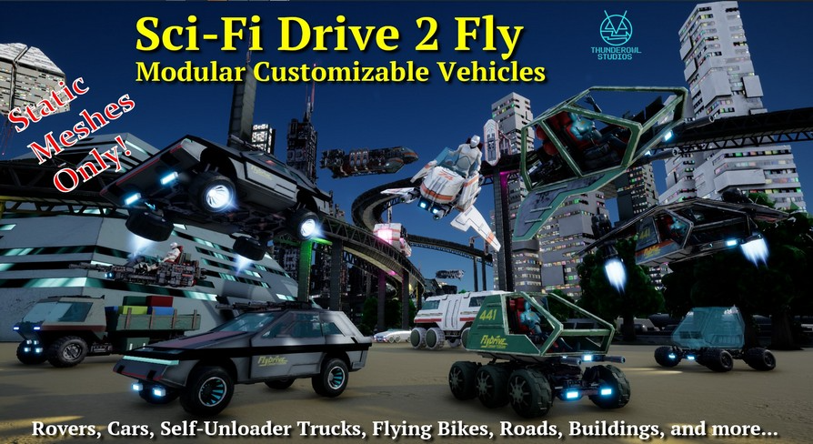 Designer_3dn's tweet card. Unique (so far) for Marketplace - Sci-Fi vehicles that can transform from driving to flying, and back.UPDATE! Version v.1.1 (October 4, 2023) >>> New Content Added >>> READ CHANGELOGVIDEO: Flying Car...