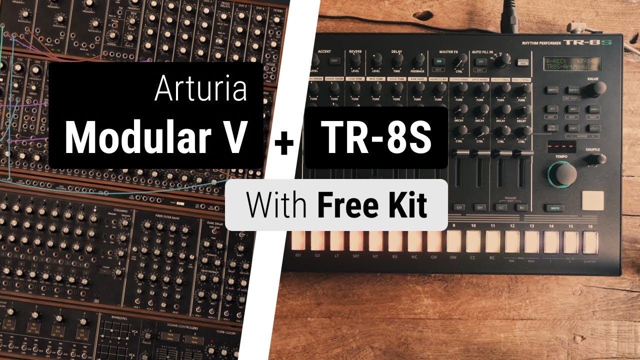jlinowski's tweet card. TR-8S + Arturia Modular V Samples (Free Kit) + Digitakt | 4K | 2024