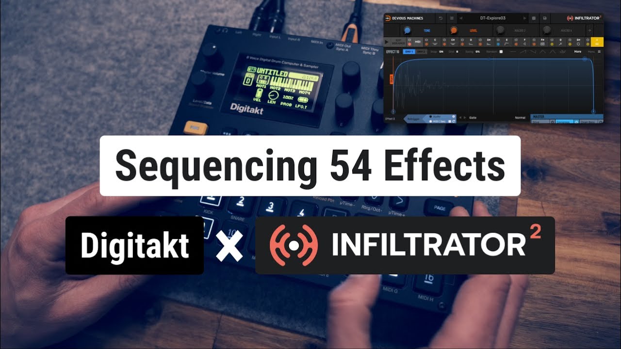 jlinowski's tweet card. Sequencing 54 Effects From A Digitakt With Infiltrator 2 | 4K | 2023
