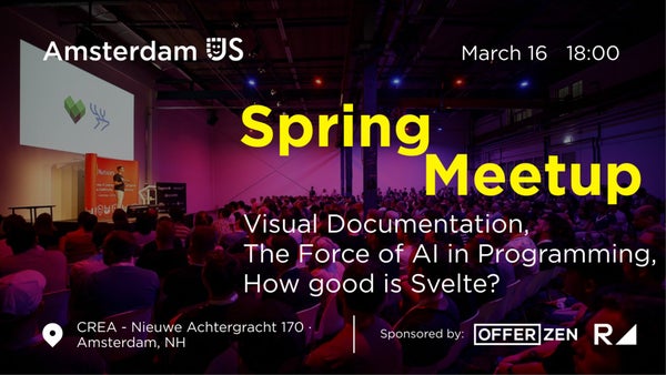 hernanif1's tweet card. 👋 Hey hey! We're returning in March 16, 2023 with our next AmsterdamJS Meetup and hope to see you all there for another evening of great JS discussions and networking! �