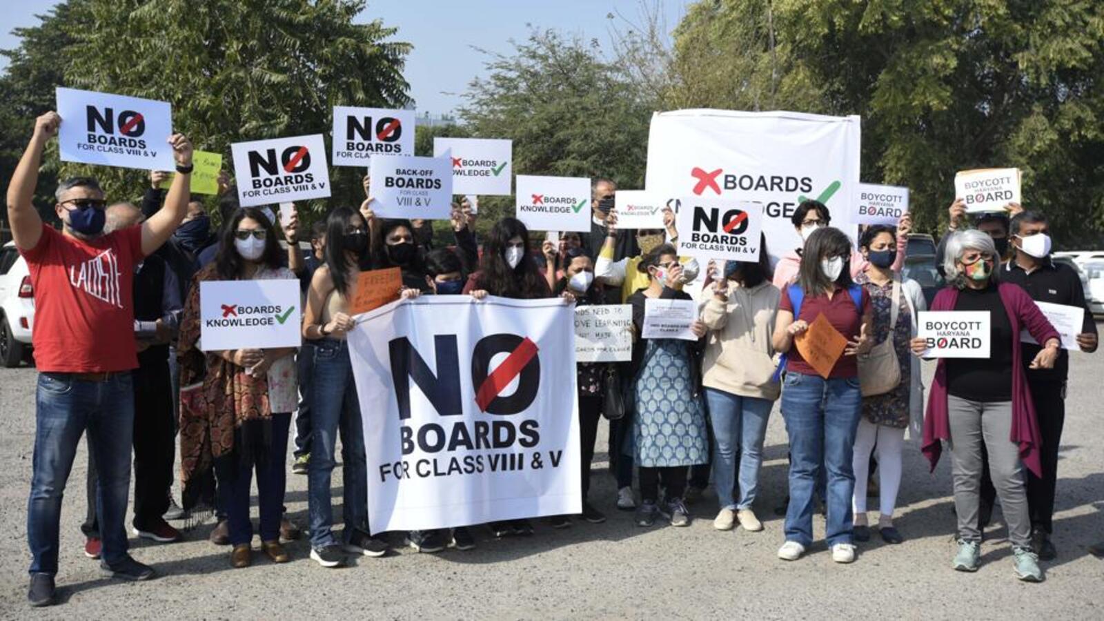 AlmeidaJugnu's tweet card. Hundreds of students and their parents staged a protest at Leisure Valley in Sector 29 on Sunday to press their demands for the cancellation of the board examinations the Board of School Education...