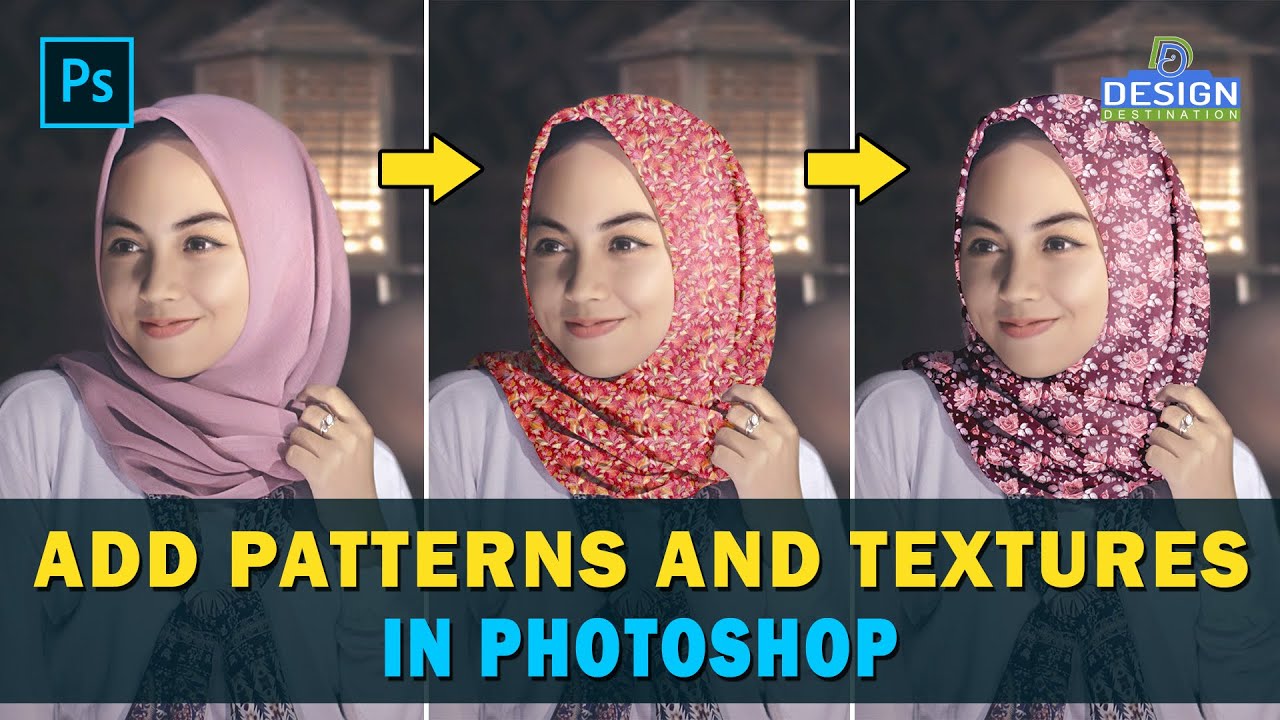 DesignDestini's tweet card. How to Add Patterns and Textures to Clothing in Photoshop | Change...