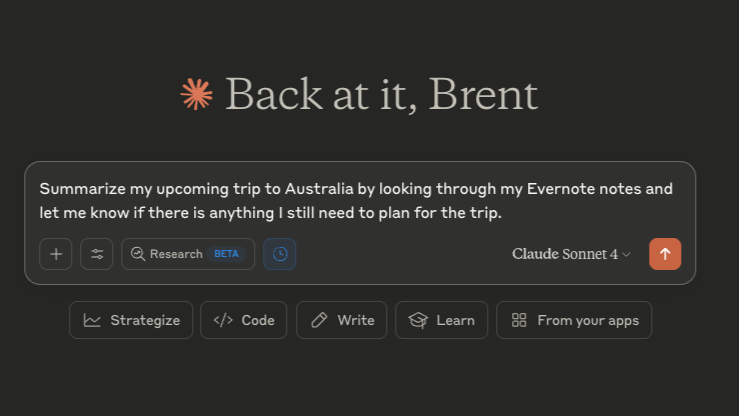 CyberBuzzkill's tweet card. Why I Wanted an Evernote MCP Server What if I could ask an AI assistant, “What did I forget to plan for my upcoming Australia trip, and can you help me plan the rest?”, and have it sift through all...