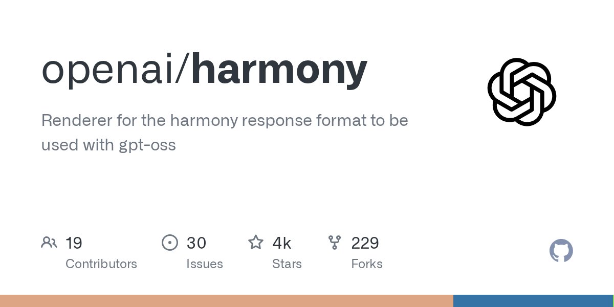 Trinkle23897's tweet card. Renderer for the harmony response format to be used with gpt-oss - openai/harmony