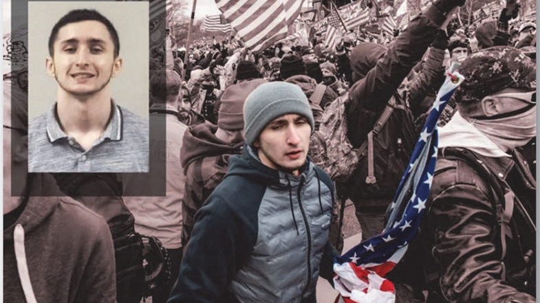 LibsInAmerica's tweet card. Matthew Beddingfield of Nash County pleaded guilty to assaulting a Capitol officer with a flagpole that still bore the American flag.