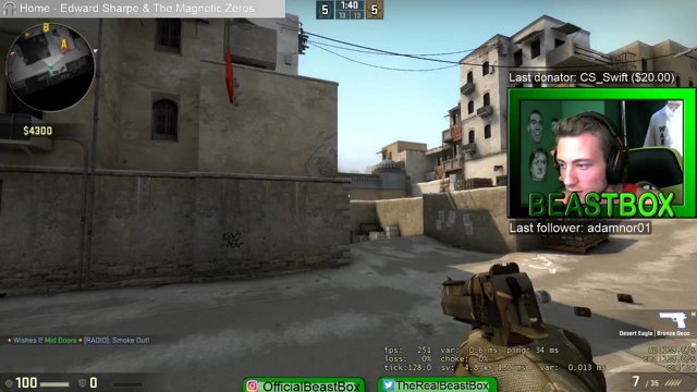 TheRealBeastBox's tweet card. 1V5 DEAGLE DUST 2 (WHAT?!?!) - beastbox on Twitch