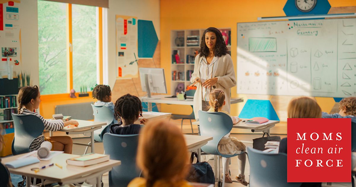 CleanAirMoms_WI's tweet card. Support the Indoor Air Quality and Healthy Schools Act, which would give the EPA the tools it needs to clean up the air our kids breathe.