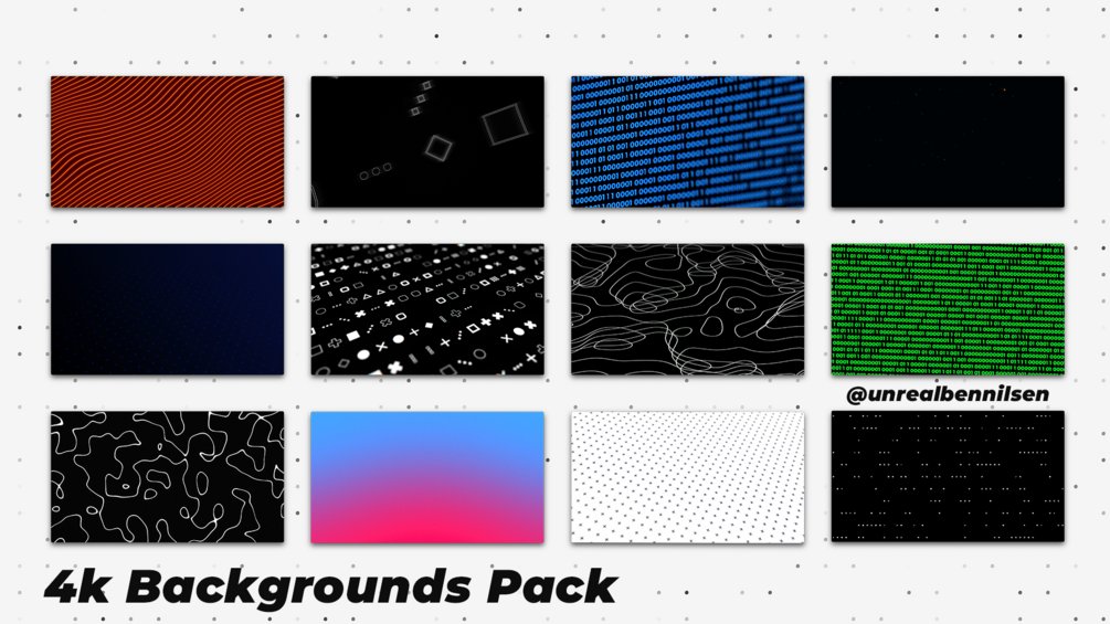 unrealbennilsen's tweet card. 4K Motion Backgrounds Pack — 60+ Stunning Animated Backgrounds for Any ProjectElevate your videos with over 60 high-quality 4K motion backgrounds you can use in any video editing software — for per...