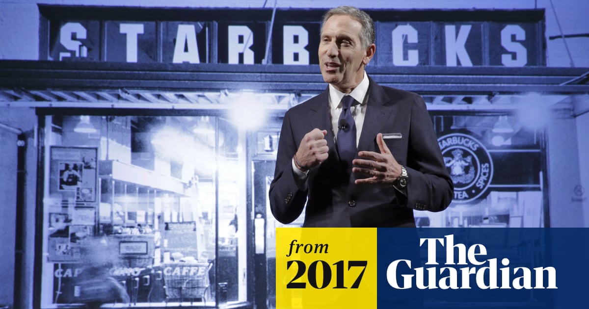 guardian's tweet card. Coffee chain unveils plan to hire staff as top US companies express ‘deep concern’ over president’s order