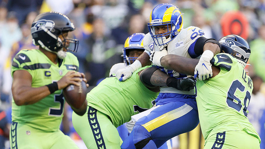SeahawksViews's tweet card. Does a blockbuster trade for star Rams DL Aaron Donald make sense for the Seattle Seahawks? Brock and Salk broke it down on Thursday.
