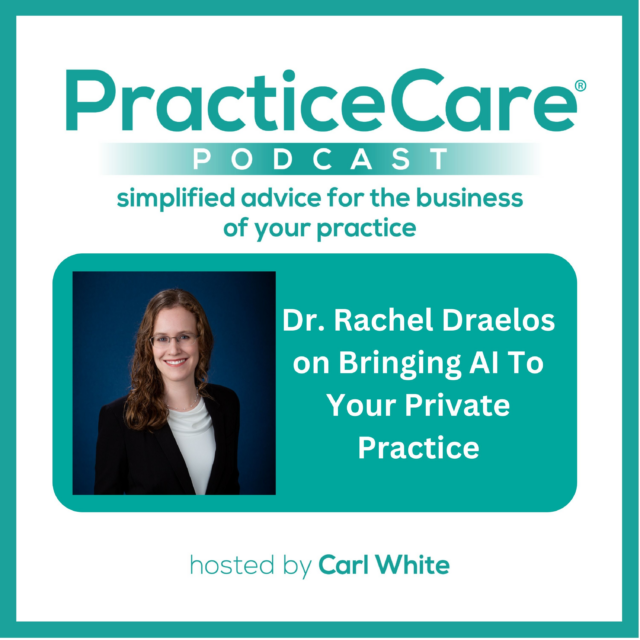 racheldraelos's tweet card. You can’t throw a football today without hitting AI somewhere. What are some areas where you can bring AI into your private practice? My guest today is