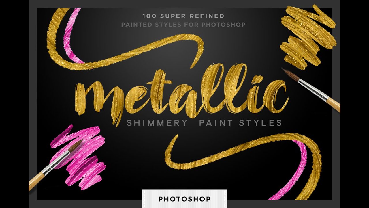 DailyDesignable's tweet card. 1 minute tour of Shimmering Swirls Metallic Paint styles for Photoshop