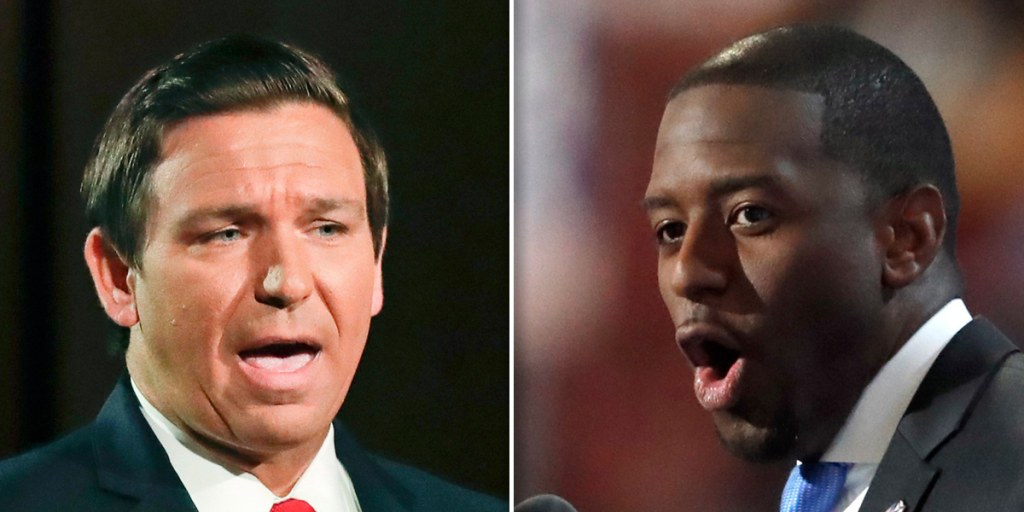 MSNOWNews's tweet card. The Democratic governor candidate is less than 43,000 votes behind Republican Ron DeSantis and ballots are still being tallied.