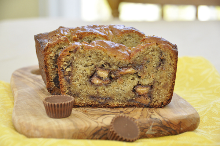 SmartSourceCA's tweet card. Banana bread with a generous helping of peanut butter and Reese's cups. This easy Reese’s Peanut Butter Banana Bread recipe is a great breakfast or snack!