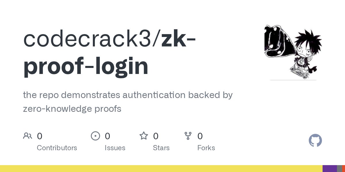 kaisai121's tweet card. the repo demonstrates authentication backed by zero-knowledge proofs - codecrack3/zk-proof-login